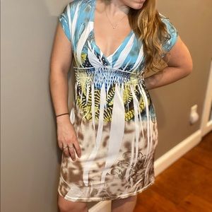 Brown and Blue Sundress, Size S